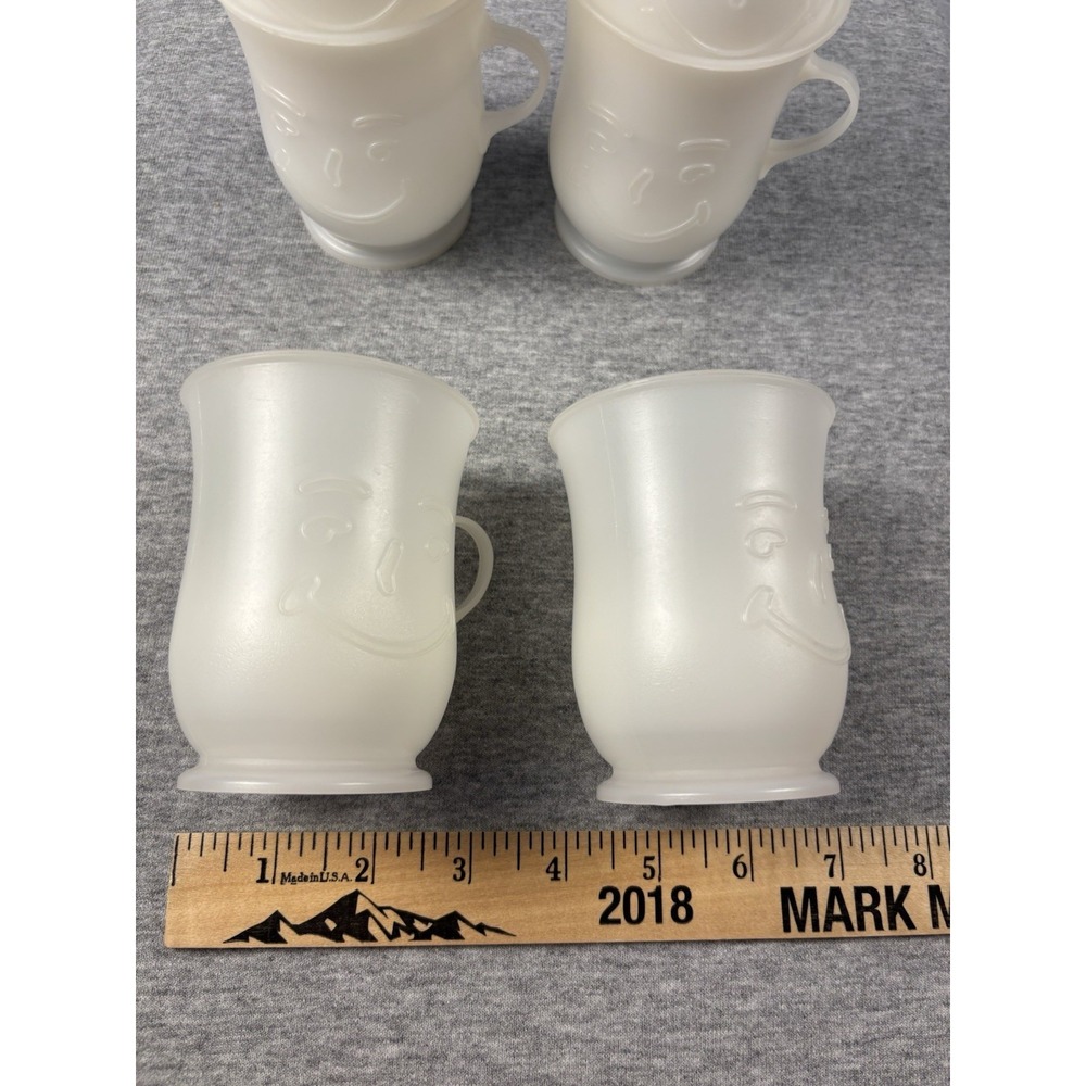 Lot of 6 Vintage 70s Kool-Aid Man Smiling Frosted White Plastic Handled Cup Mug - Picture 7 of 8